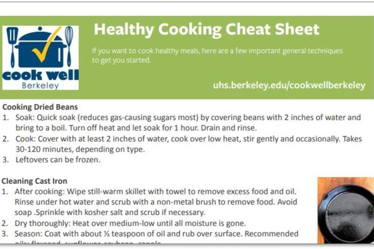 healthy cooking cheat sheet handout
