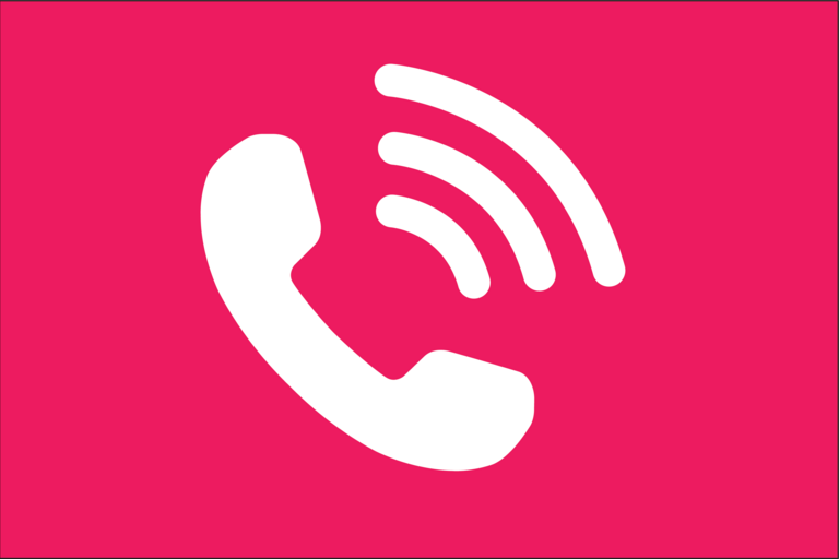 Icon of telephone with a pink background