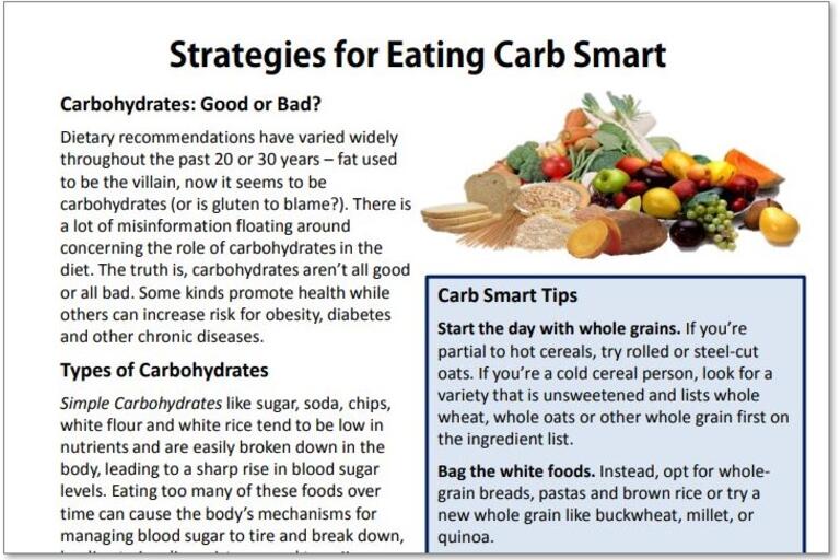 strategies for eating carb smart handout