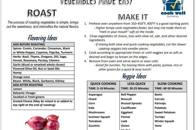 vegetables made easy handout