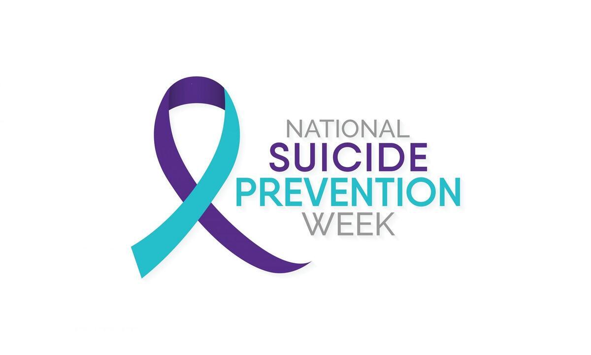National Suicide Prevention Week Logo of a teal and purple colored ribbon