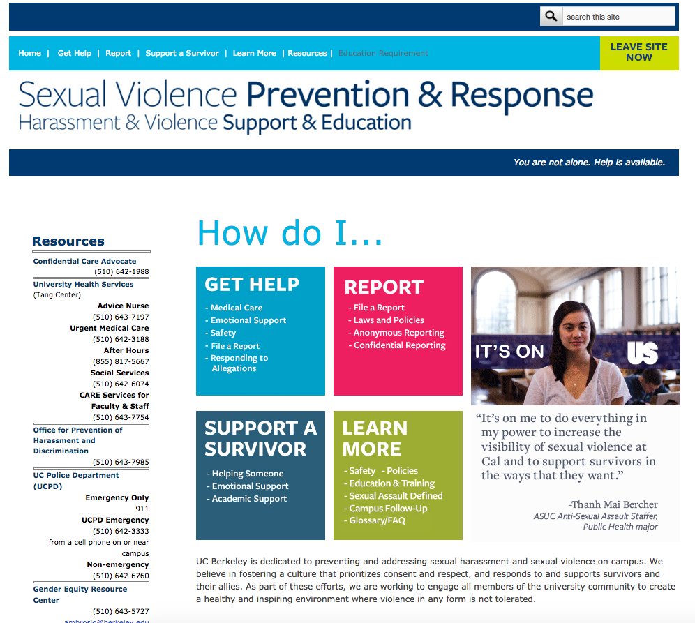 Sexual Violence Prevention & Response website