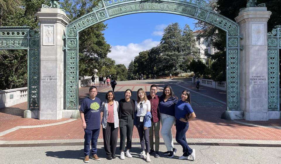 Doc Interns and Postdocs 2023-2024 Group Photo in Front of Sather Gate