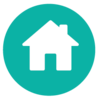 round teal circle with house icon