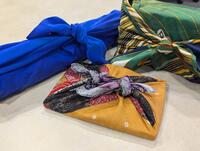 Furoshiki examples - 3 packages wrapped in cloth