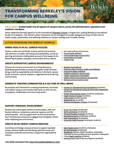 flyer of UC berkeley's Okanagan Charter commitments